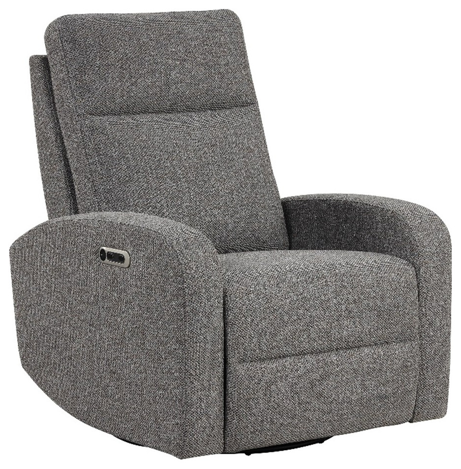 Bowery Hill Leather Power Swivel Glider Recliner in Gray Finish   Transitional   Recliner Chairs   by Homesquare  Houzz