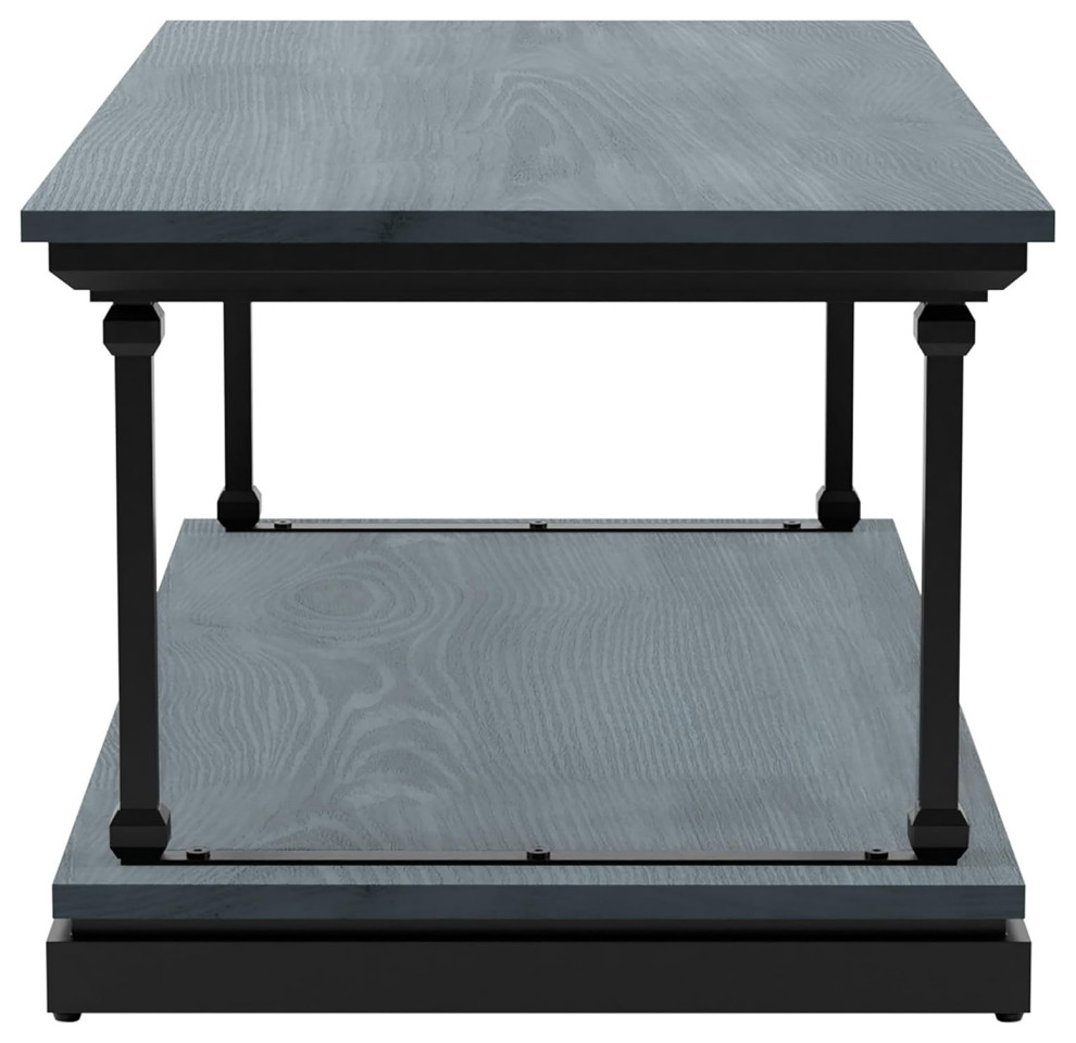 Coffee Table Set  Open Shelf  ampMetal Legs With Crown Molded Top   Transitional   Coffee Tables   by Decor Love  Houzz