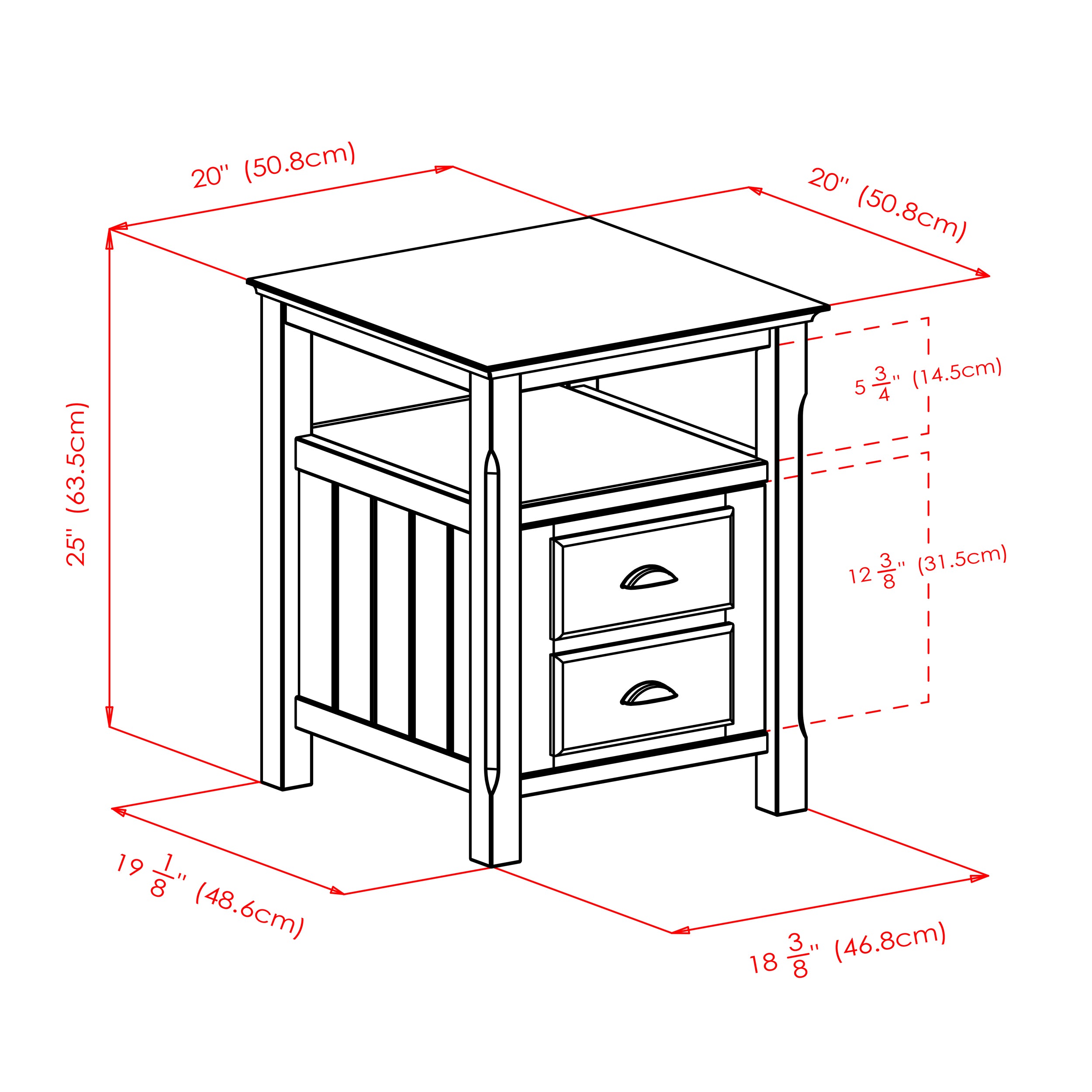 Winsome Wood Timber Nightstand with Door, Black Finish