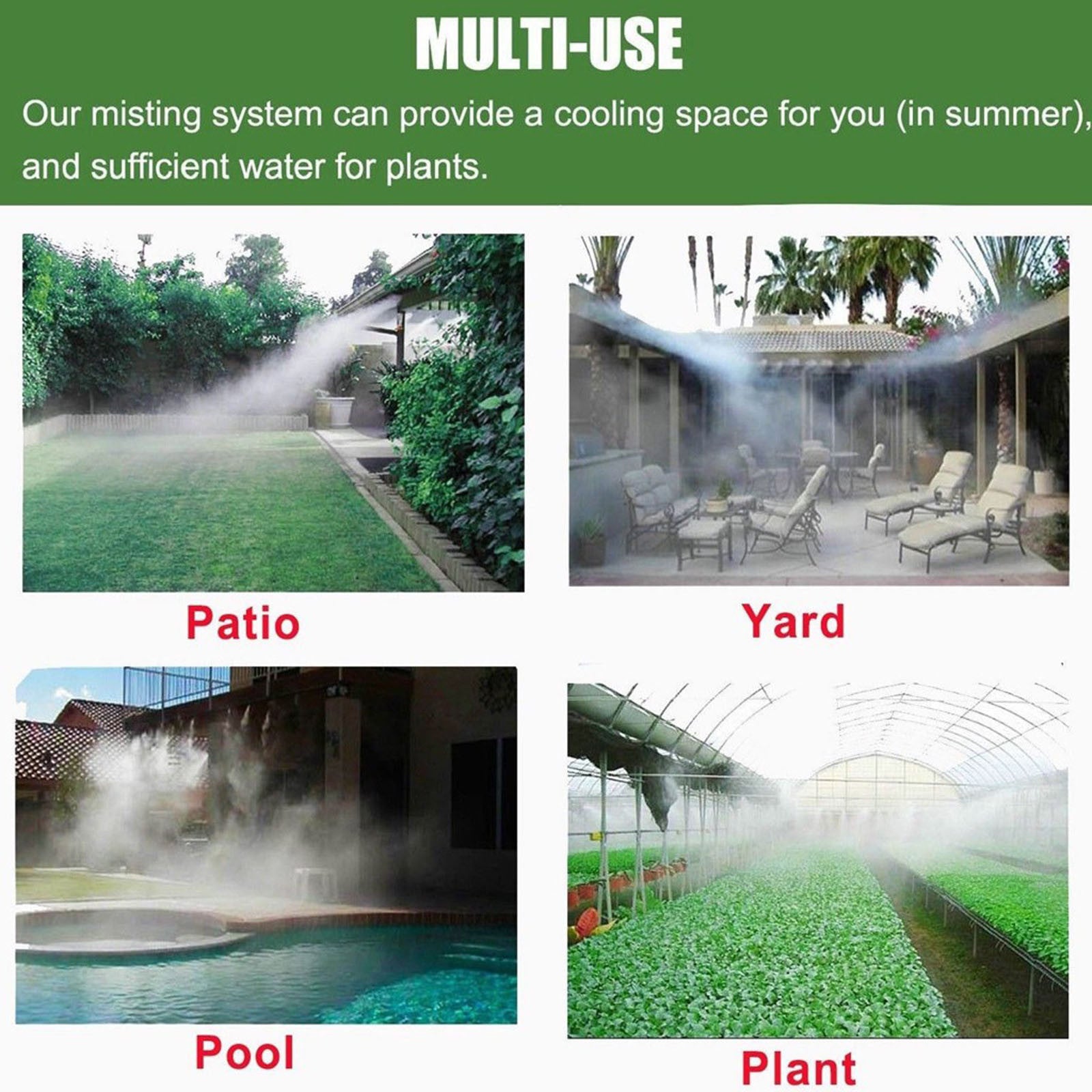 Giftesty 26FT Outdoor Mist Coolant System Water Sprinkler Garden Patio Cooling Spray Kits