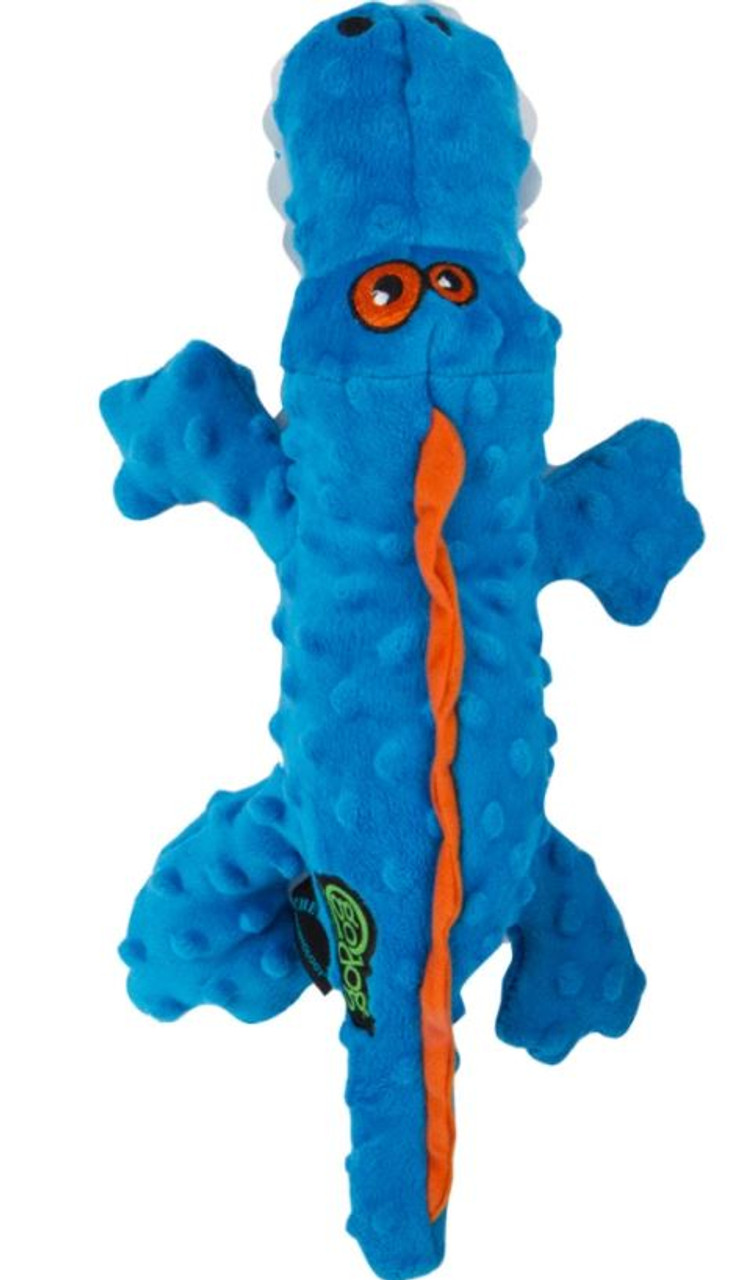 GoDog Gators Plush Dog Toy， Blue， Large