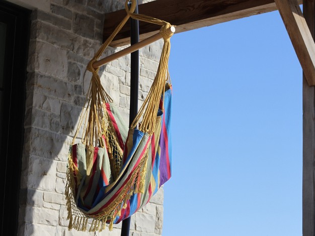 The Hamptons Collection 72 Yellow And Blue Brazilian Style Hammock Chair With A Hanging Bar