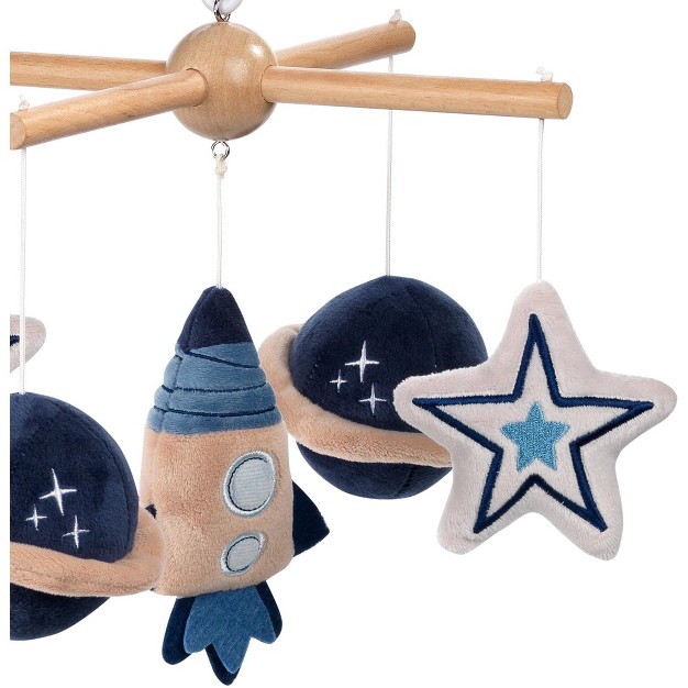 Lambs amp Ivy Sky Rocket Planets stars Musical Baby Crib Mobile Soother Toy Blue