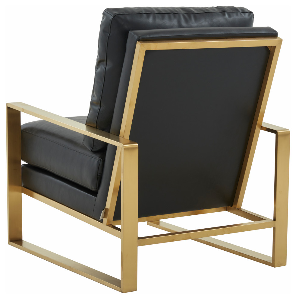 LeisureMod Jefferson Faux Leather Accent Armchair With Gold Frame   Contemporary   Armchairs And Accent Chairs   by LeisureMod  Houzz