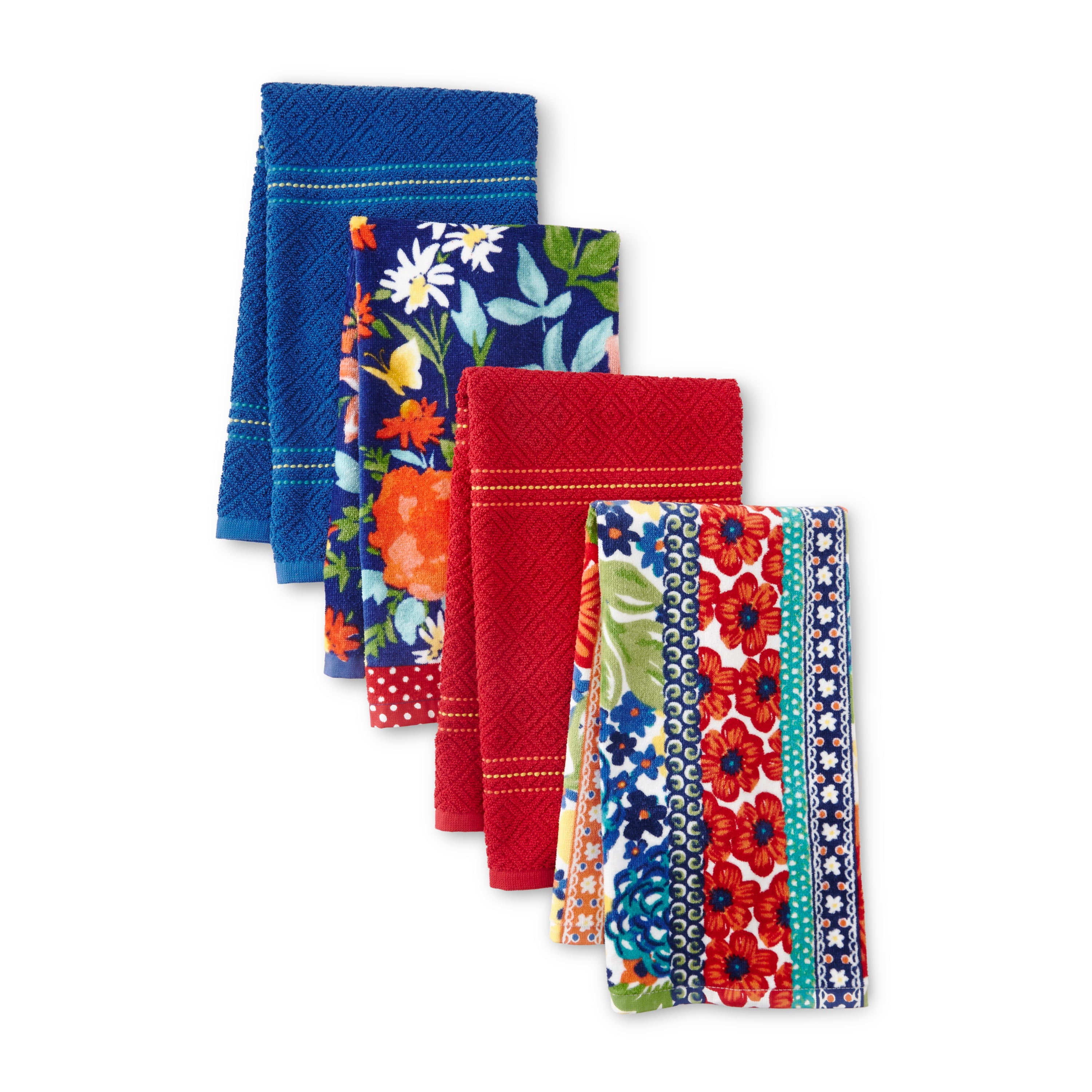 The Pioneer Woman Fiona Kitchen Towel Set， Multicolor， 16W x 28L， 4 Piece