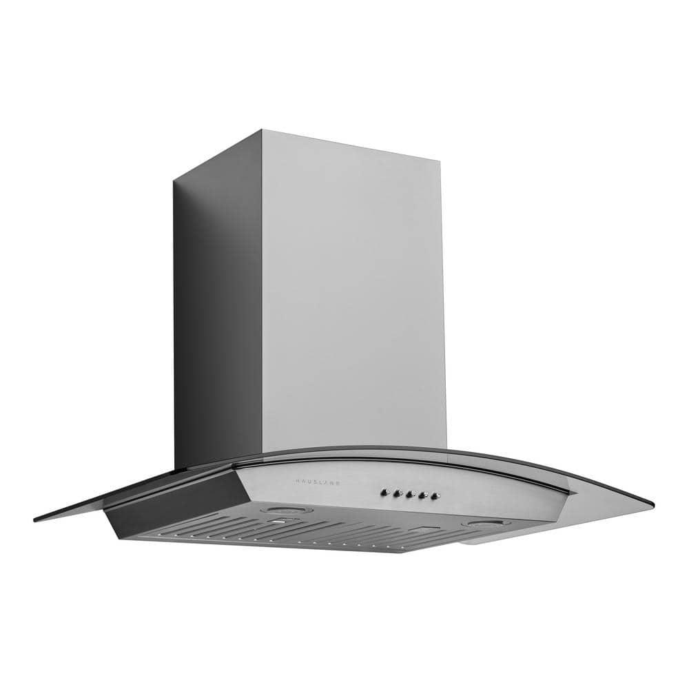 HAUSLANE 30 in Convertible Wall Mount Range Hood with Tempered Glass Changeable LED Baffle Filters in Stainless Steel