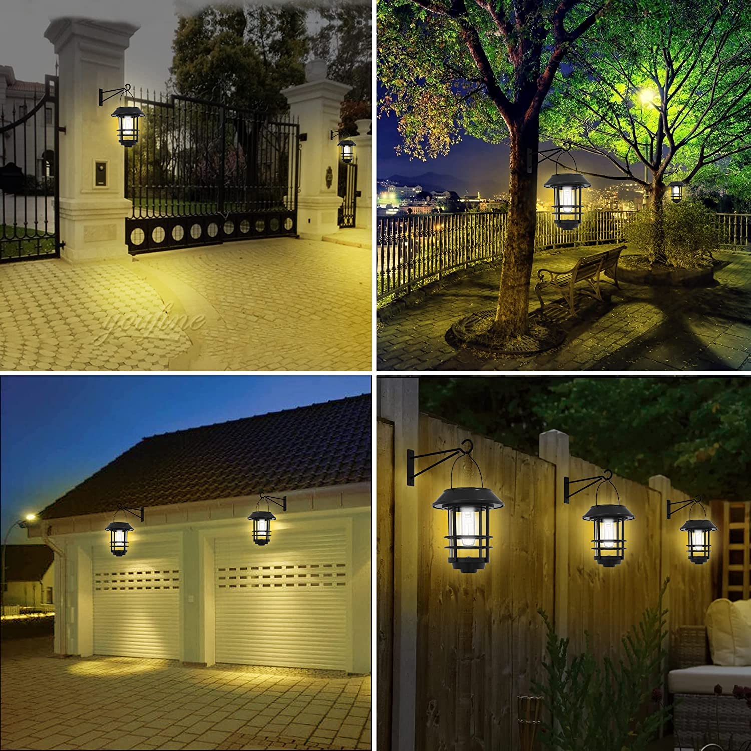 Otdair Solar Wall Mounted Lantern Lights Outdoor , 2 Pack Waterproof Solar Glass Sconce Light , Warm White LED light Decorative for Front Porch Patio Yard