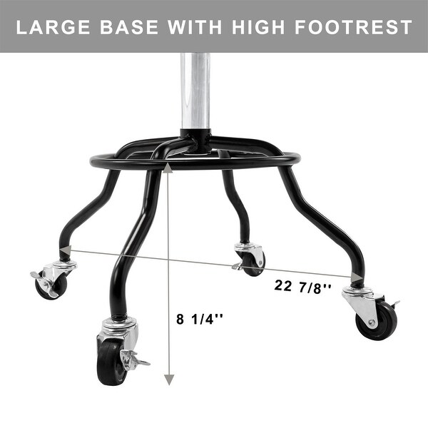 Lockable Work Stool， Padded Back Rolling Bar Stool Shop Stool