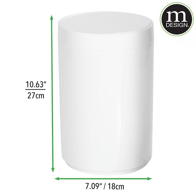 mDesign Plastic Small Round Trash Can Wastebasket， Swing Lid