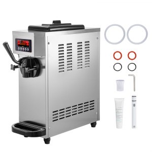 VEVOR Commercial Ice Cream Maker Single Flavor Commercial Ice Cream Machine 4.7-5.3 Gal/H Soft-Serve Ice Cream Maker， 1800W Countertop Soft Serve Ice Cream Machine， with LCD Panel， Stainless Steel