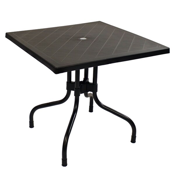 Square Plastic Top Outdoor Dining Table with Iron Legs