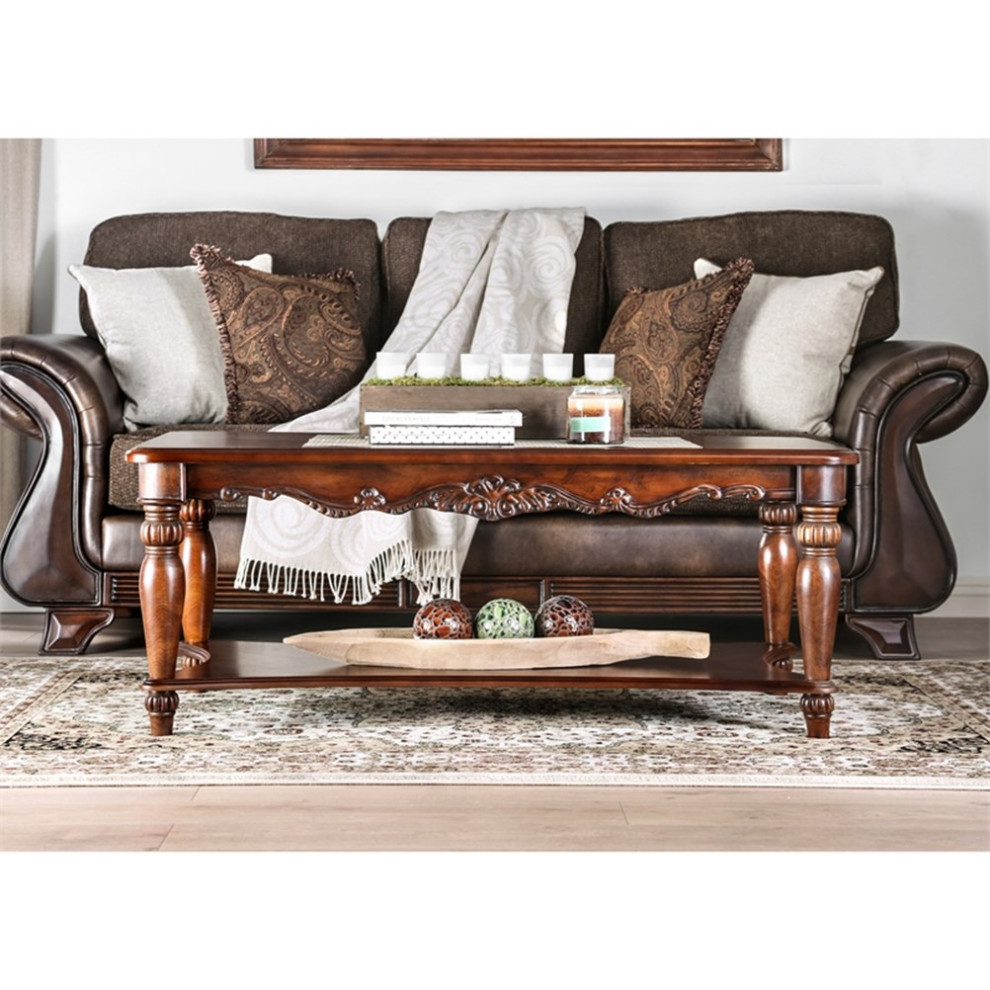 Furniture of America Garner Traditional Wood 3 Piece Coffee Table Set in Cherry   Traditional   Coffee Table Sets   by Homesquare  Houzz