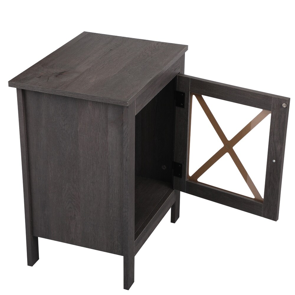 Set of 2 Nightstand  Bedside Furniture  Bedroom End Table Deep Gray