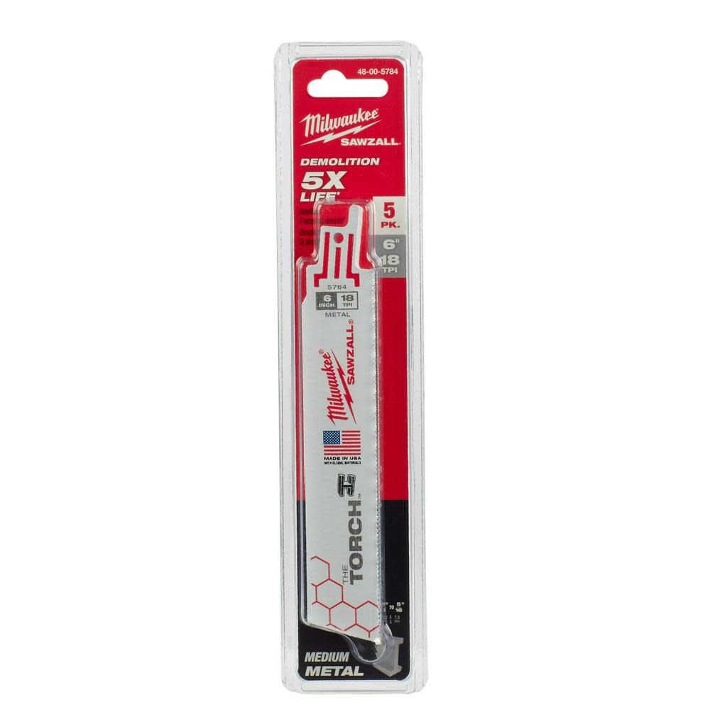 MW 6 in. 18 TPI THE TORCH SAWZALL Blade 5PK 48-00-5784 from MW