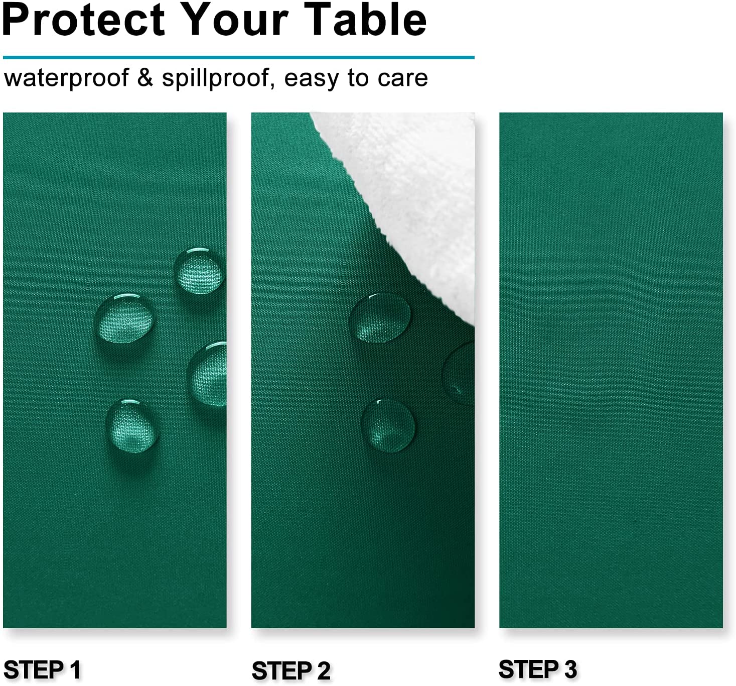 Hiasan Square Tablecloth - Waterproof Washable Polyester Table Cloth for Dining Room Birthday Party, Emerlad Green, 54 x 54 Inch