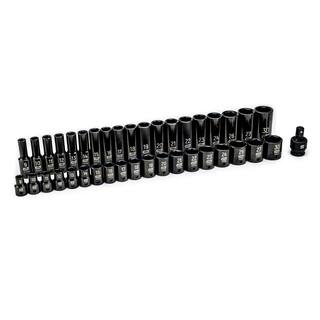 GEARWRENCH 12 in. Drive 6-Point Metric Standard  Deep Impact Socket Set (39-Piece) 84948N