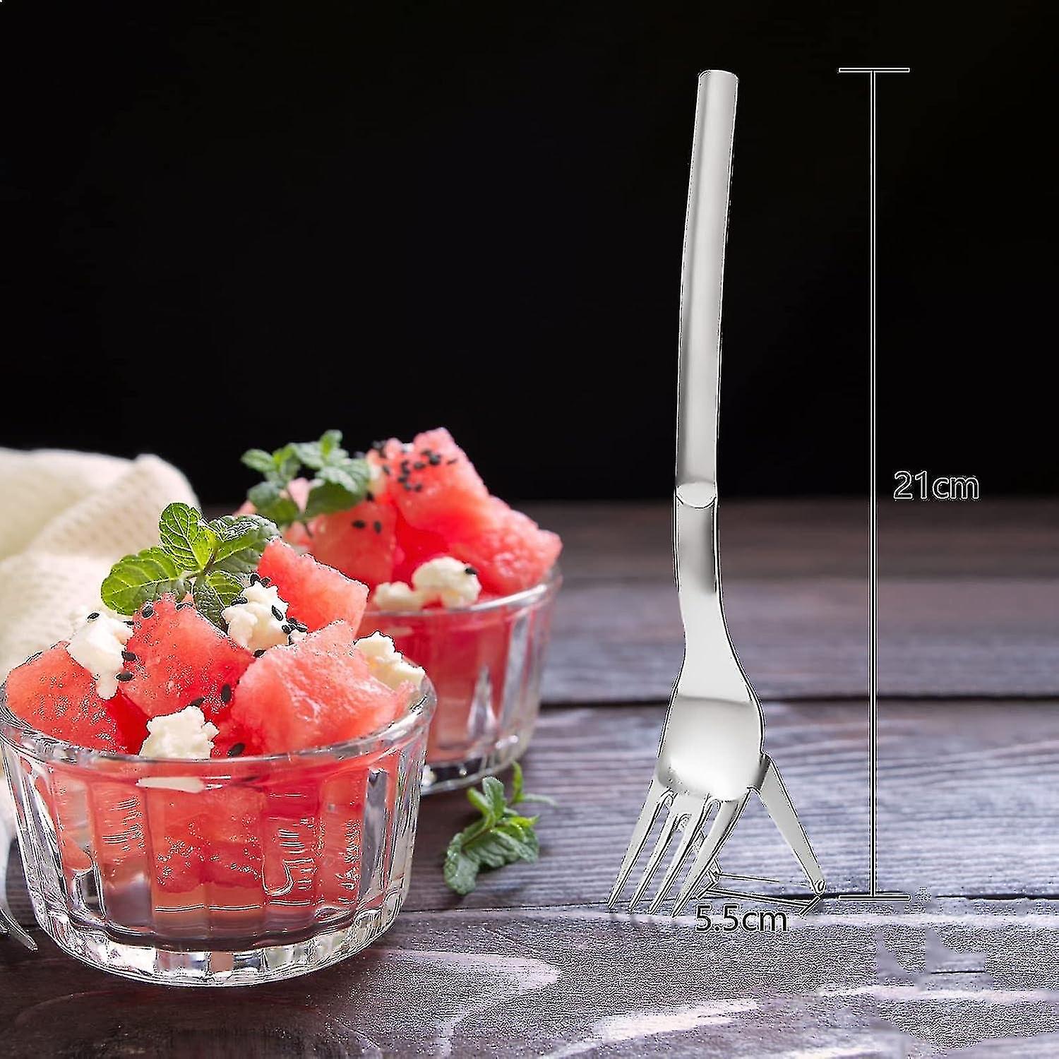 2-in-1 Watermelon Fork Cutter Multi-purpose Stainless Steel Watermelon Fork Portable Summer Watermel