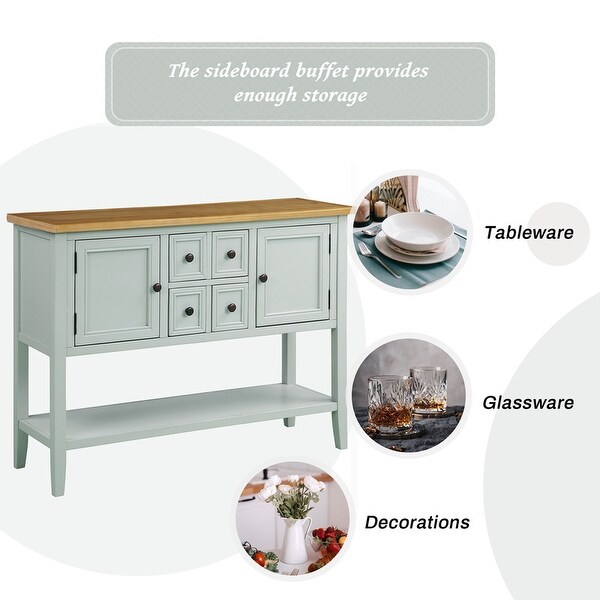 Table buffet sideboard Sofa table with storage drawers， cabinets and bottom shelf