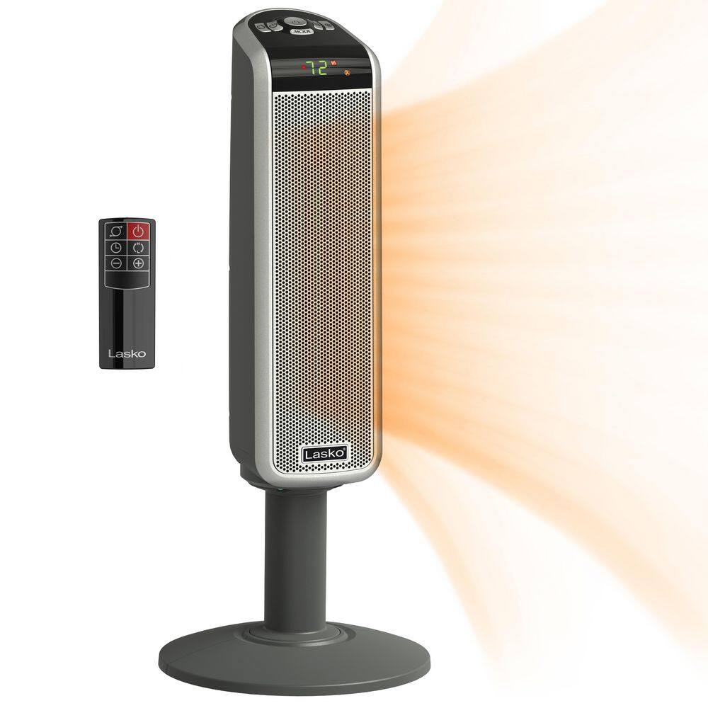 Lasko Pedestal Tower 29 in. 1500-Watt Electric Ceramic Oscillating Space Heater with Digital Display and Remote Control 5397