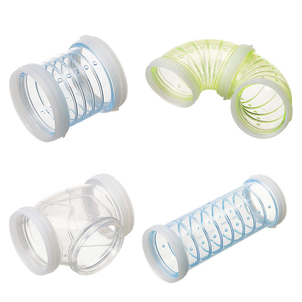 4pcs Hamster Cage External Pipes Diy Maze Pipes Toys Pet Playthings Random Color