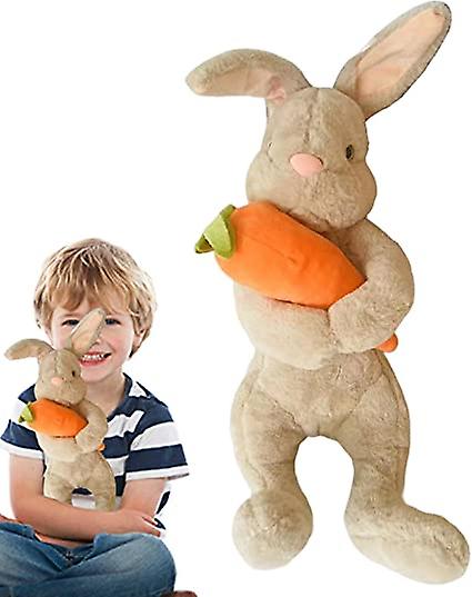 Bunny Stuffed Animal， Easter Bunny Plush Rabbit， 8 Inch Bunny Hugging Carrot Plush Toys