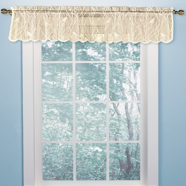 Collections Etc Lace Window Valance 56 inch X 12 inch With Songbirds amp Branches