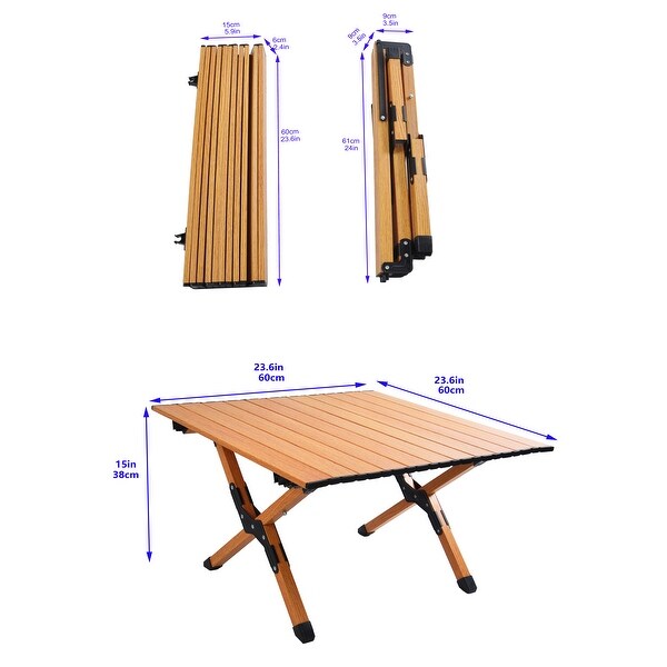 Portable Rollable Picnic Table Aluminum Alloy Top， Folding XShaped Base