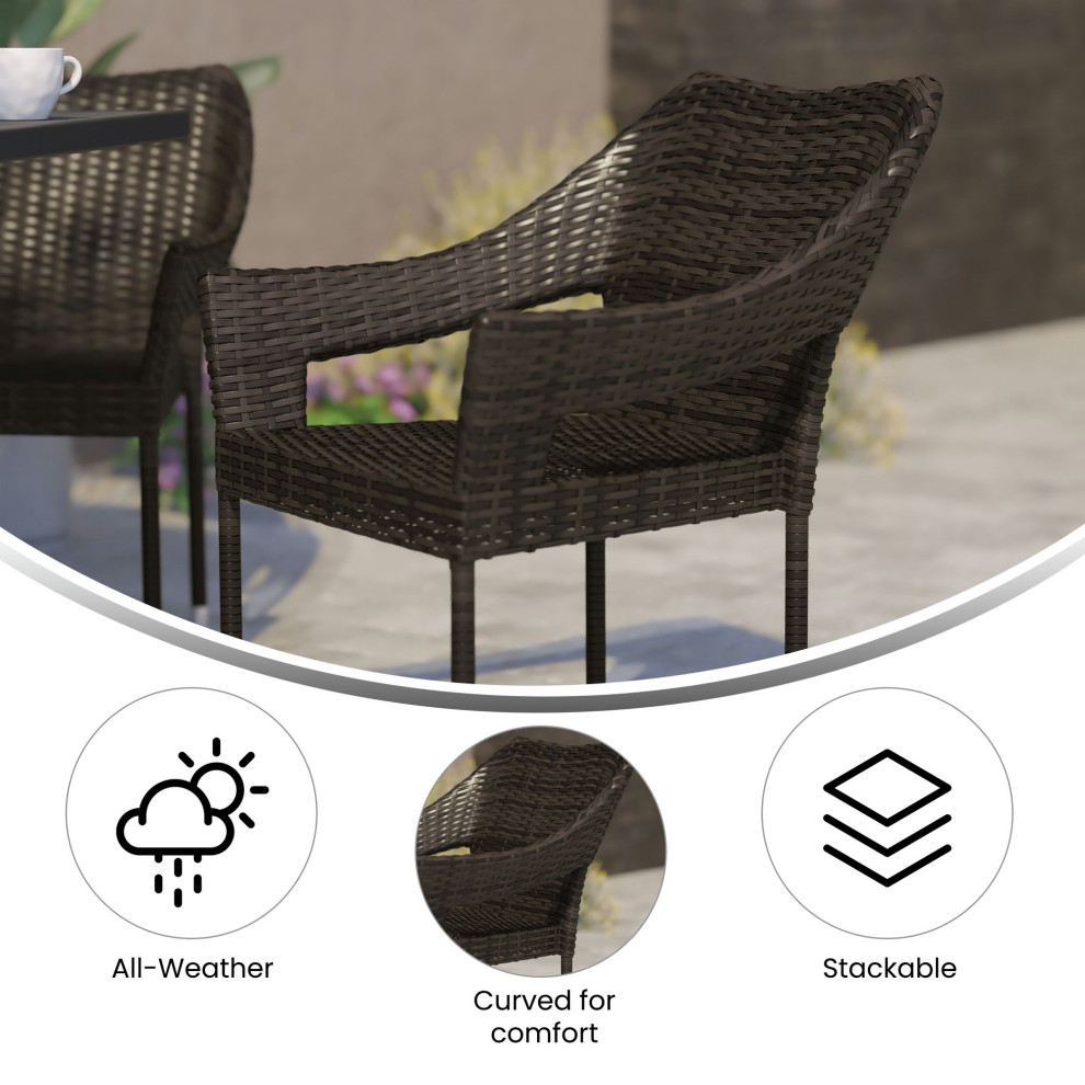 Espresso Patio Stack Chair   Transitional   Outdoor Lounge Chairs   by PARMA HOME  Houzz