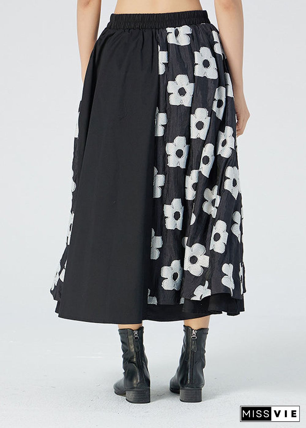 Classy White Floral Patchwork A Line Skirts Summer