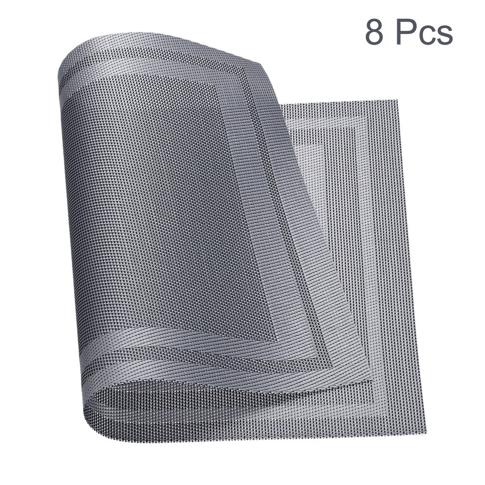 Place Mats 450x300mm 8pcs PVC Table Washable Woven Placemat  Gray