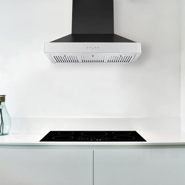 36 in. 600 CFM Pyramid Range Hood in Black and Stainless Steel