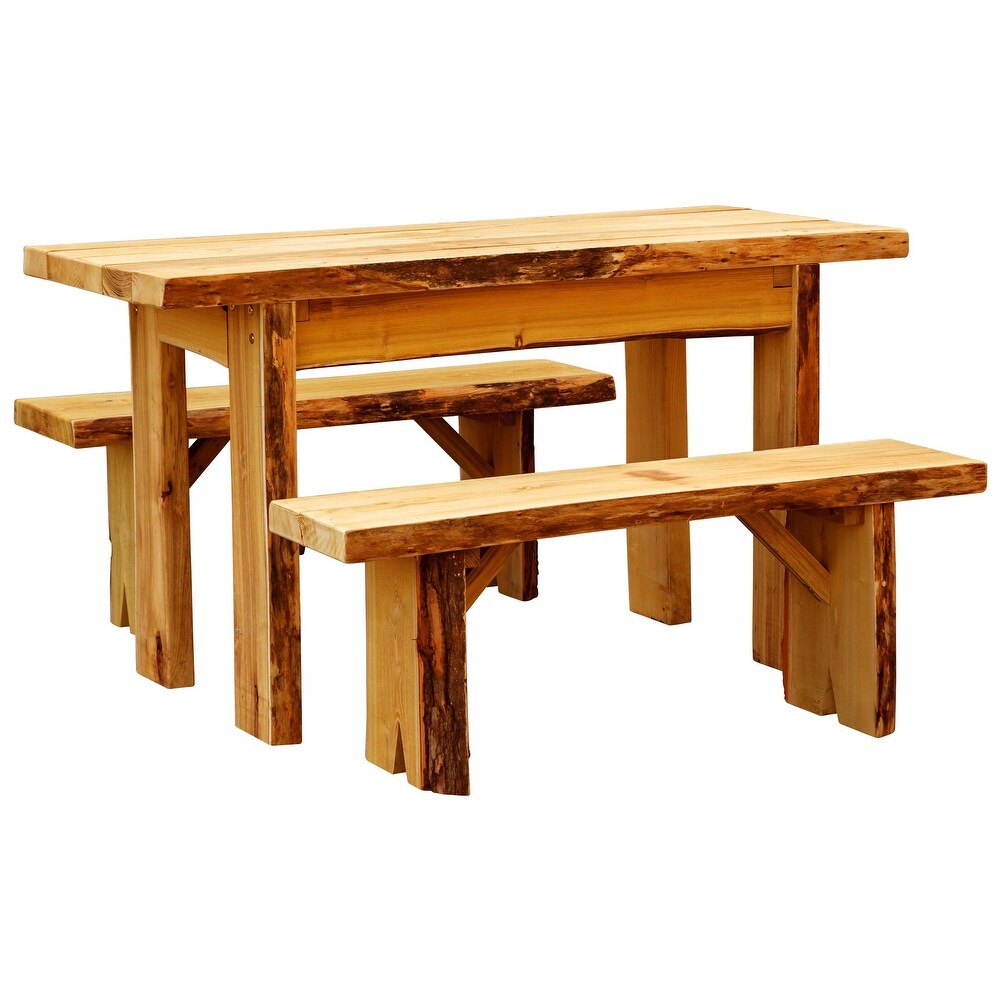 Live Edge Locust Wood 5' Autumnwood Table with 5' Wildwood Benches