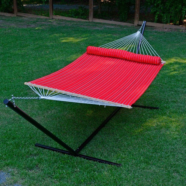 13 x27 Quilted Hammock With Matching Pillow Striped Red brown Algoma