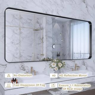 Klajowp 72 in. W x 32 in. H Large Rectangular Framed Wall Mounted Bathroom Vanity Mirror in Black RM01-18181-120