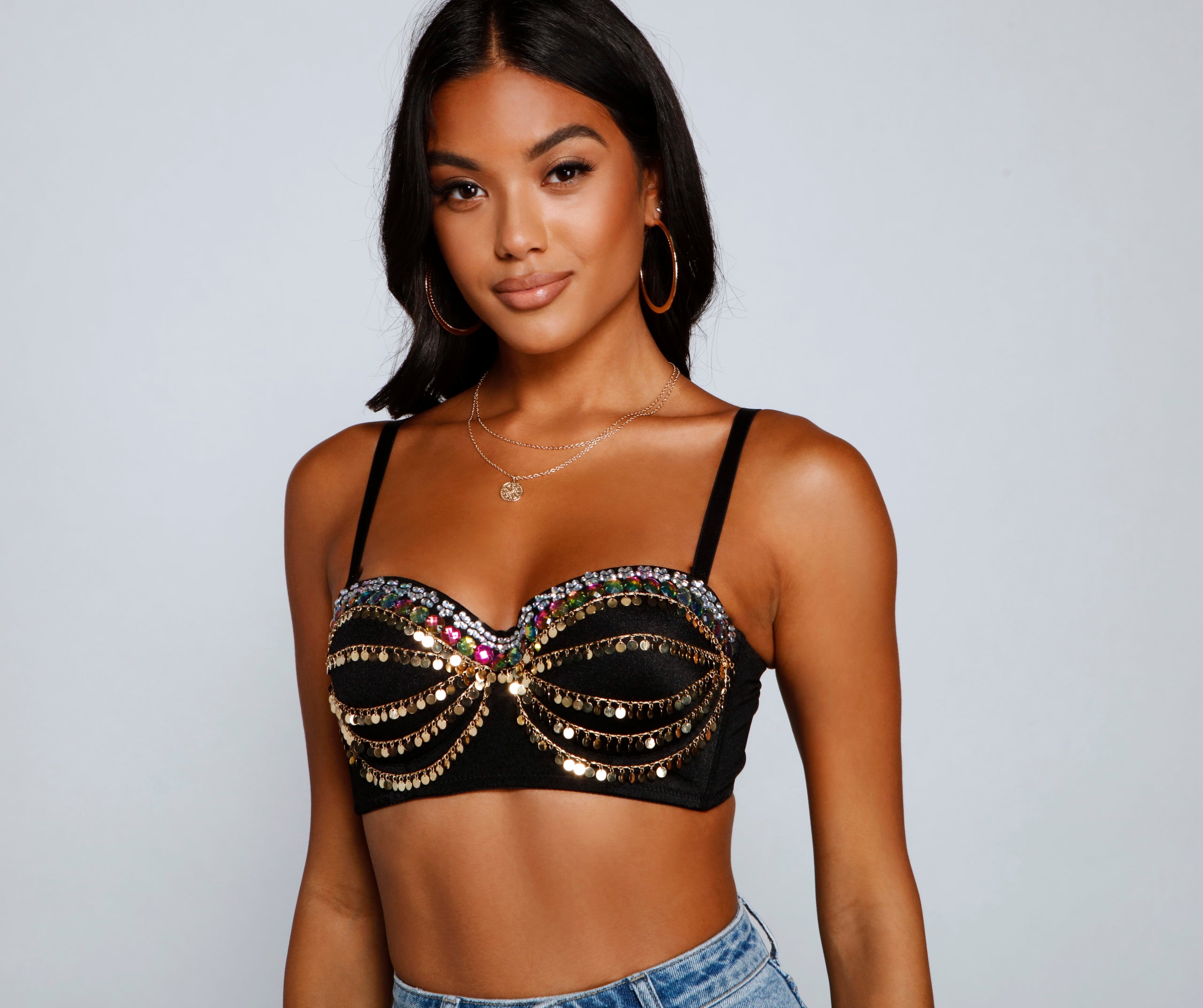 Bohemian Charm Coin Embellished Bustier