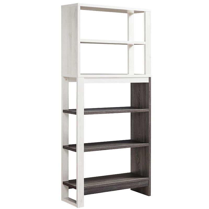 FC Design White Oak and Distressed Grey Bookcase with 5 Shelves