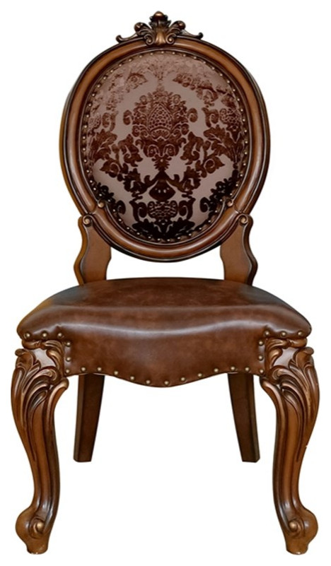 ACME Versailles Faux Leather  Upholstered Side Chair in Cherry   Victorian   Dining Chairs   by Homesquare  Houzz