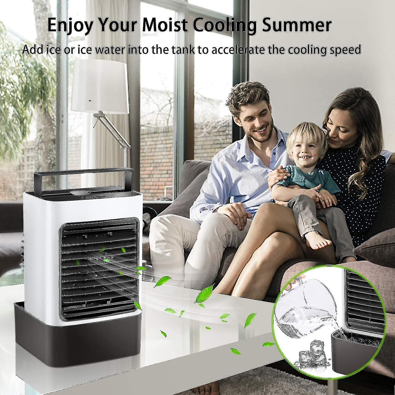 Portable Air Conditioner， Personal Air Cooler Fan Mini Evaporative Cooler Desk Table Fan， Quiet Air Circulator Humidifier Misting Fan With 3 Speeds Fo