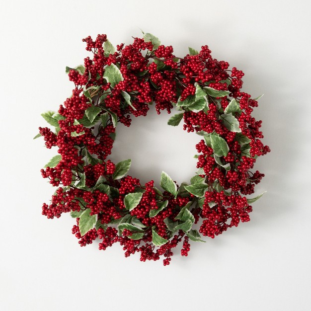 24 quot h Sullivans Red Berry Wreath Red