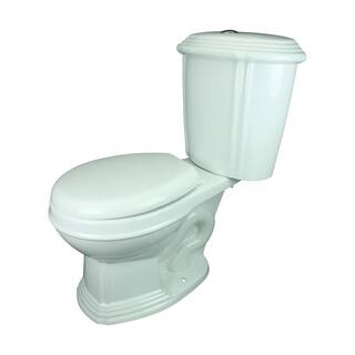 RENOVATORS SUPPLY MANUFACTURING Sheffield 2-Piece 0.8 GPF1.6 GPF WaterSense Dual Flush Round Toilet in White with Slow Close Seat 13752