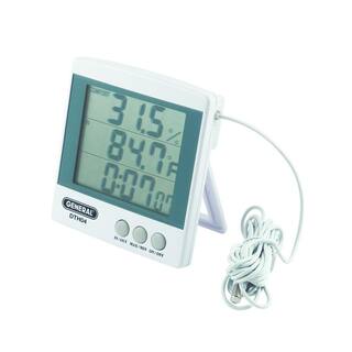 General Tools Digital Humidity and Temperature Monitor with Clock and Jumbo Display DTH04