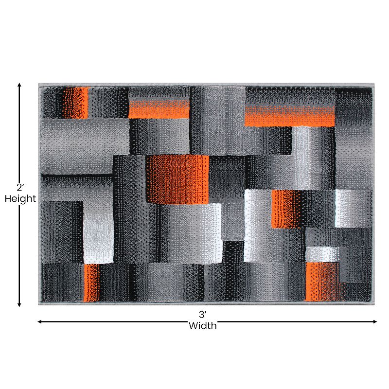 Masada Rugs Masada Rugs Trendz Collection 2'x3' Modern Contemporary Area Rug in Orange， Gray and Black-Design Trz861