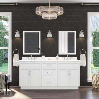 Home Decorators Collection Lincoln 72 in. W x 22 in. D x 34.5 in. H Bath Vanity in Midnight Blue with White Cultured Marble Top Lincoln 72