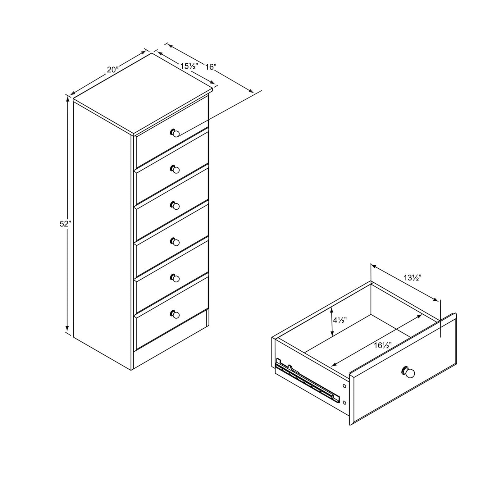 Prepac Astrid 6-Drawer Tall Chest, Rich Espresso Wood