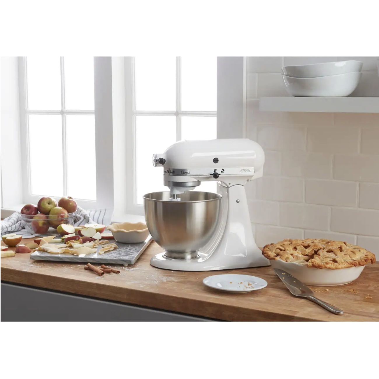 KitchenAid Classic Series 4.5 Qt. 10-Speed White Stand Mixer with Tilt-Head