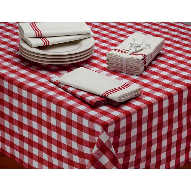 Red and White Classic Checkered Table Cloth 84 x 60