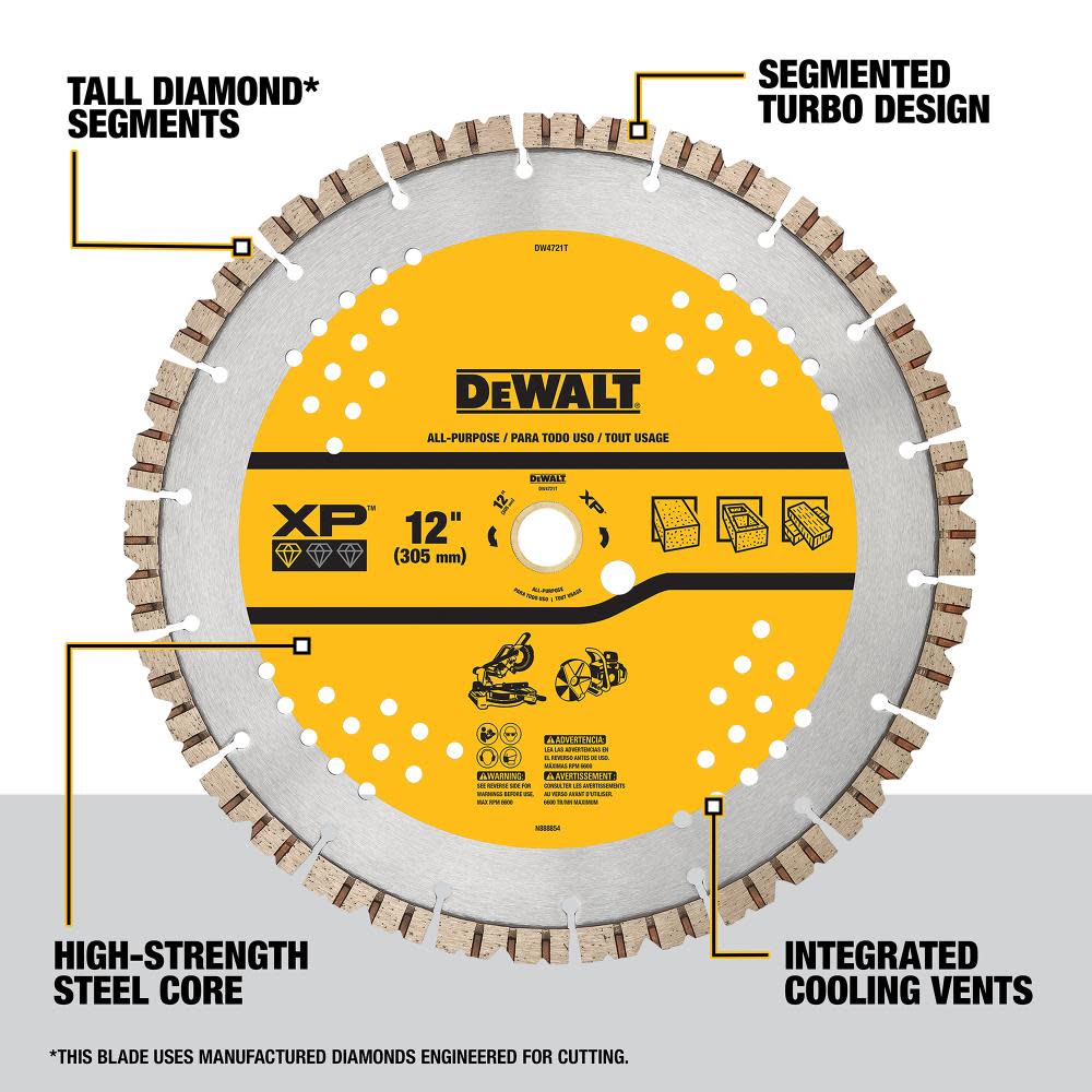 DEWALT Diamond Blade 12 SEGMENTED XP ALL PURPOSE ;