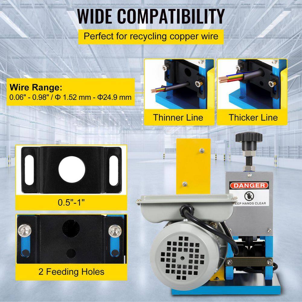 VEVOR Cable Wire Stripping Machine 0.06 in. x 0.98 in. Electric Wire Stripper 1 Cutting Blade for Cutting and Stripping HXSMS-025HLLHJBXJV1