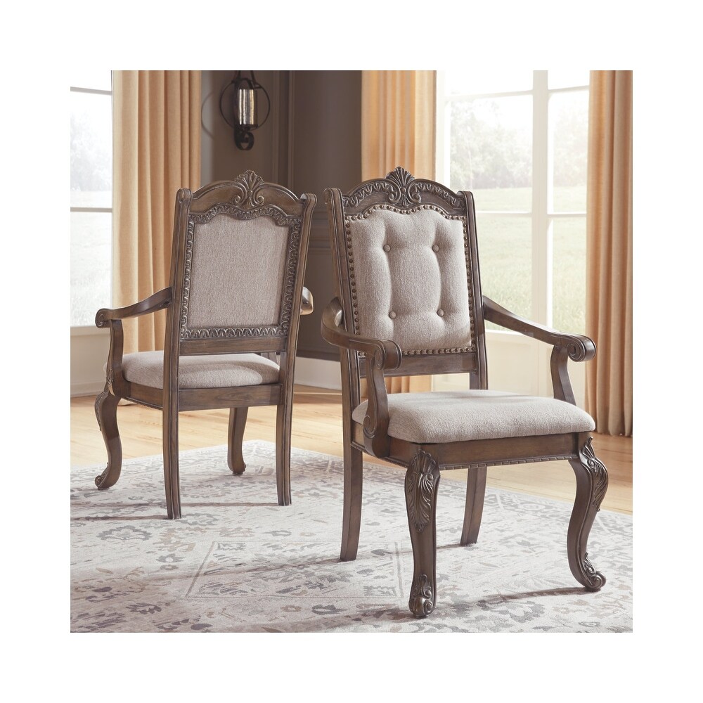 Charmond Dining Upholstered Arm Chairs   Set of 2   Brown