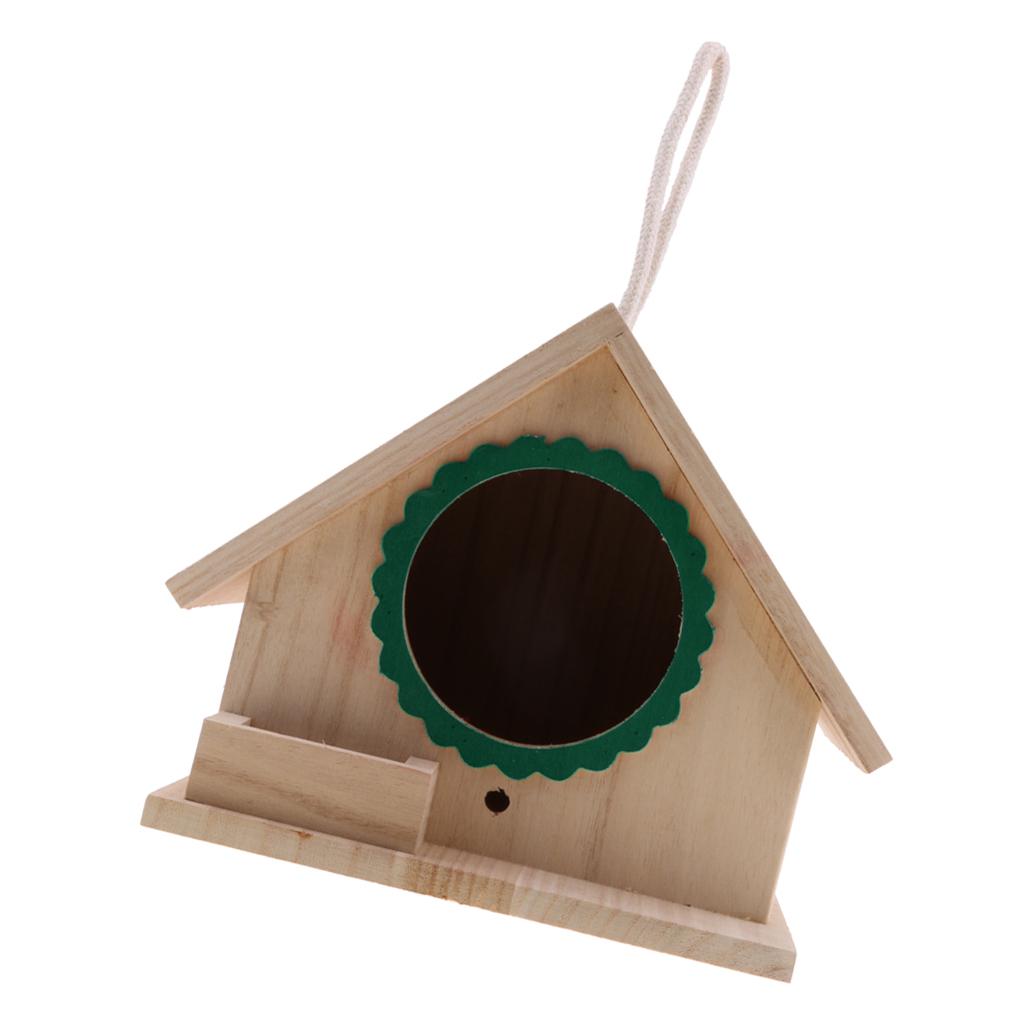 Natural Wooden Birdhouse， Small ing Birdhouse Outdoor， Garden Patio Decorative Bird House for Sparrow Hummingbird Finch Wren Swallows - Green